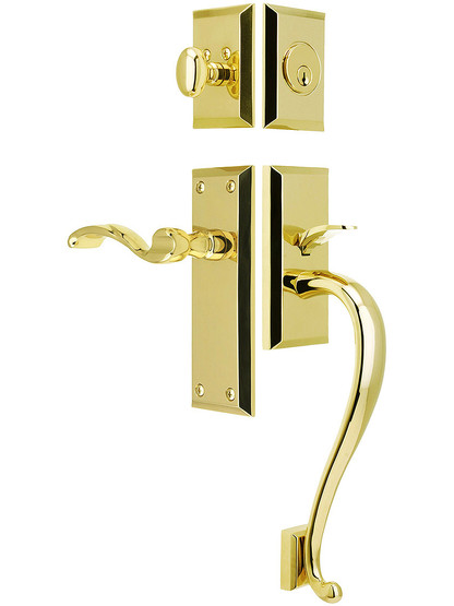 Fifth Avenue Entry Lock Set in PVD Finish with Right-Handed Portofino Lever and